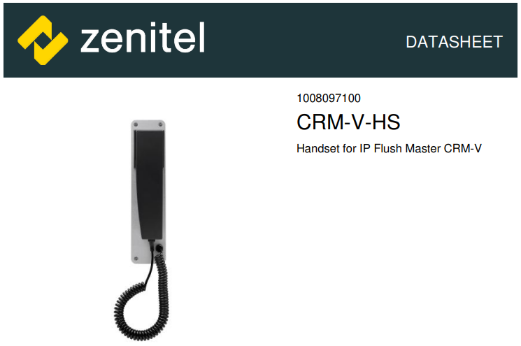 ZENITEL /CRM-V-HS /Handset